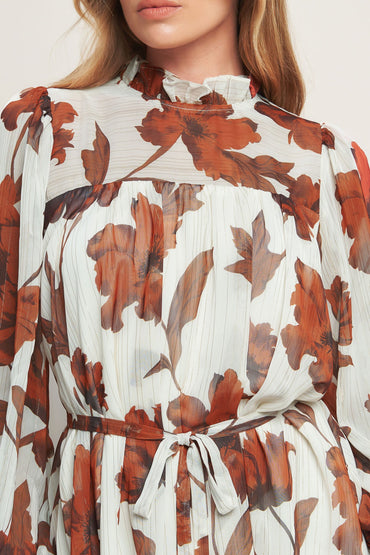 EARTHLY BLOOM WOVEN MINI DRESS