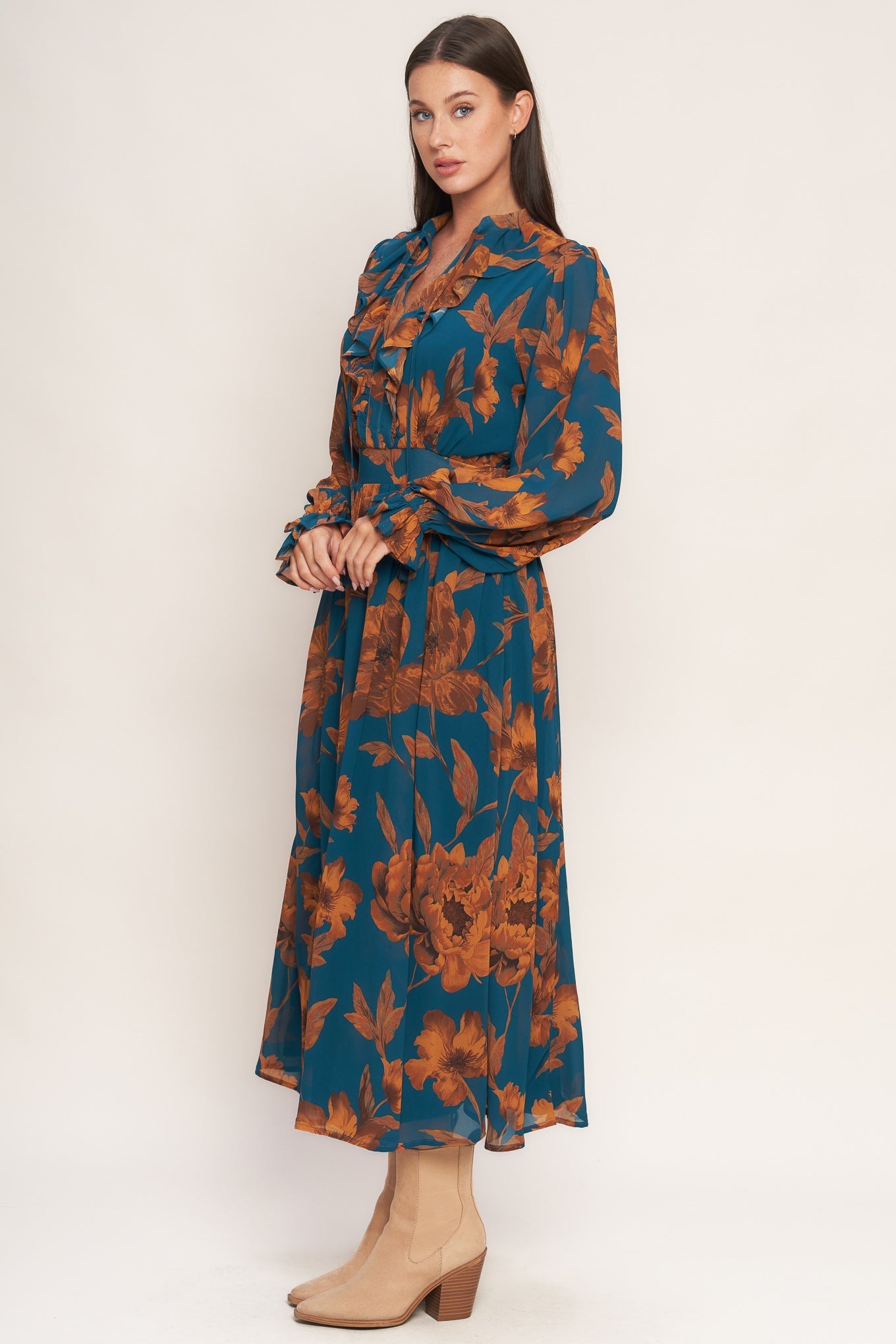 BURNISHED BOTANICA WOVEN MIDI DRESS Flying Tomato