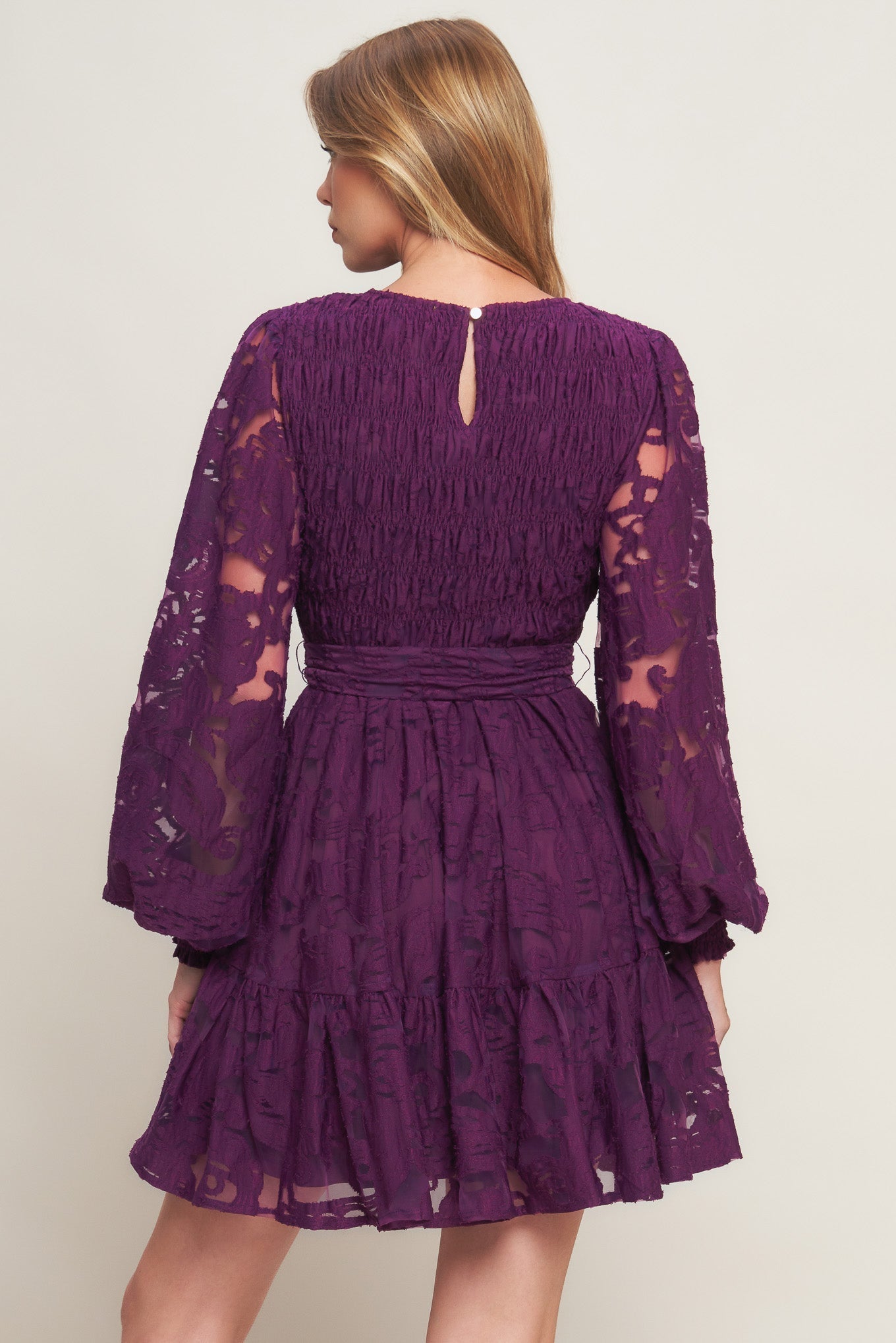 PASSION PLUM WOVEN LACE MINI DRESS Flying Tomato