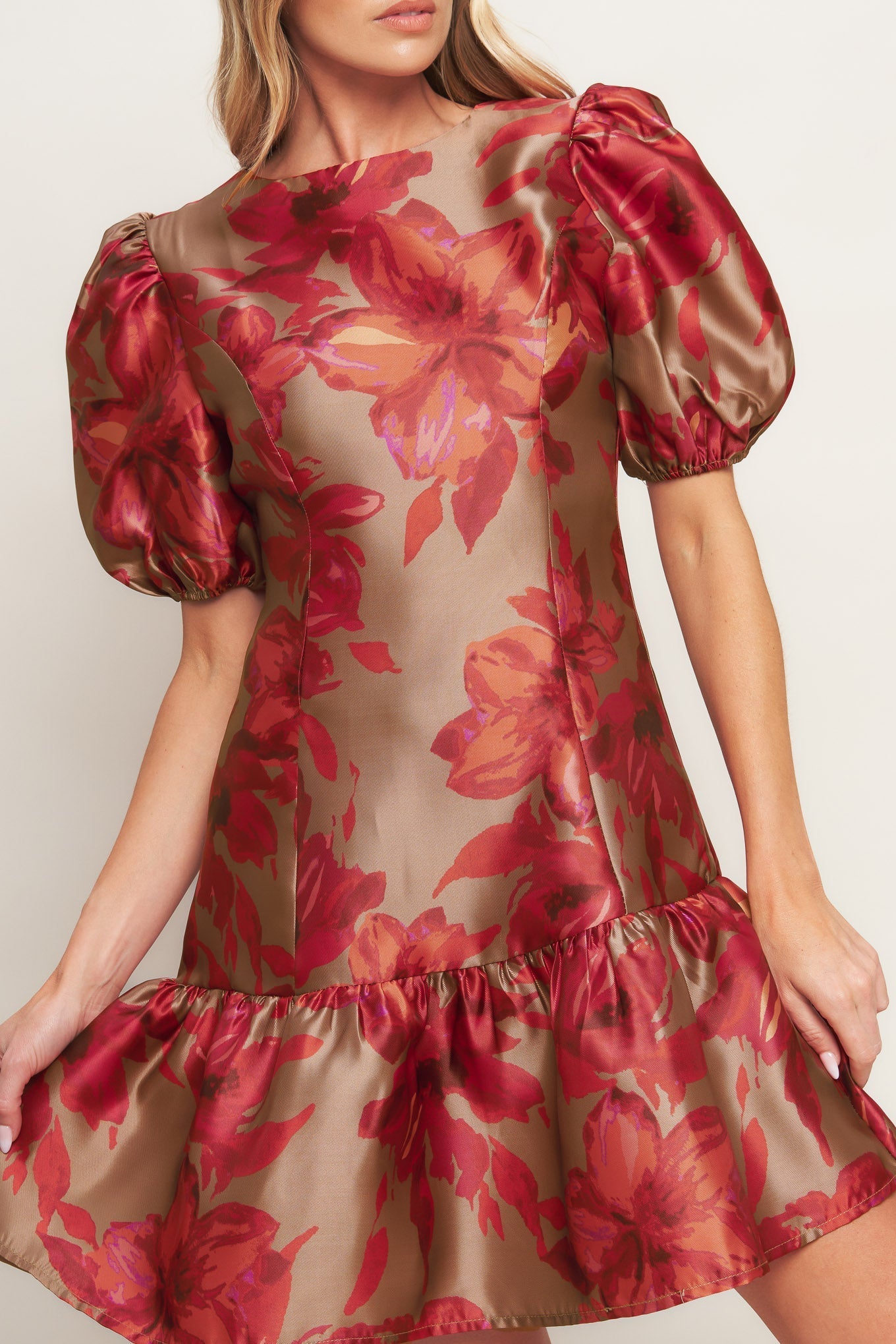 GARDENIA FIRE WOVEN MINI DRESS Flying Tomato