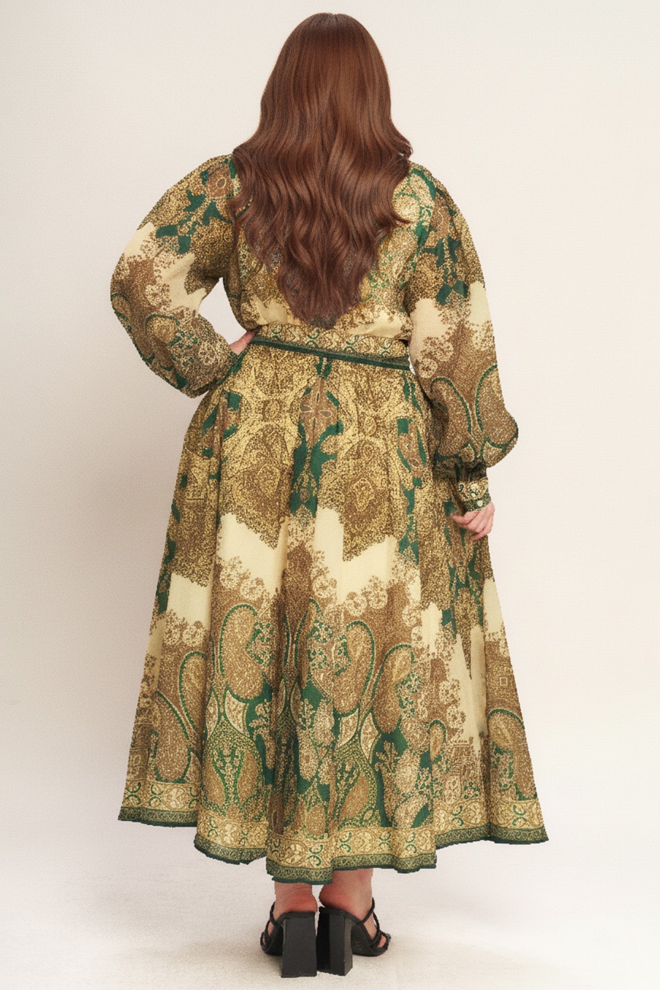 LOVELY GOLDEN VISION WOVEN MIDI DRESS Flying Tomato