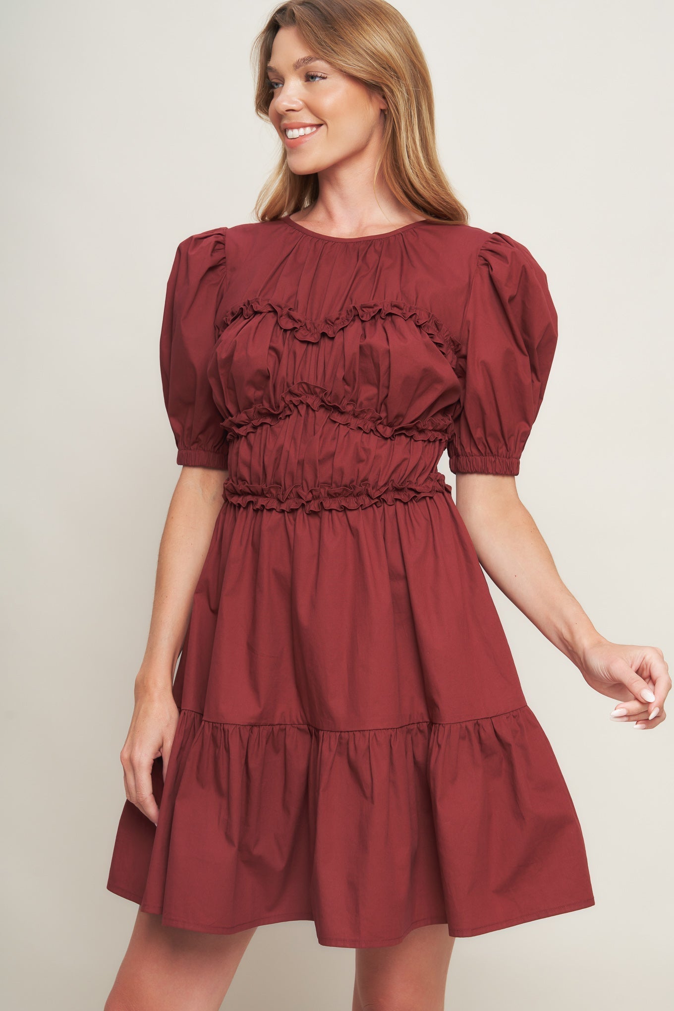 PLAYFUL CLASSIC WOVEN MINI DRESS Flying Tomato