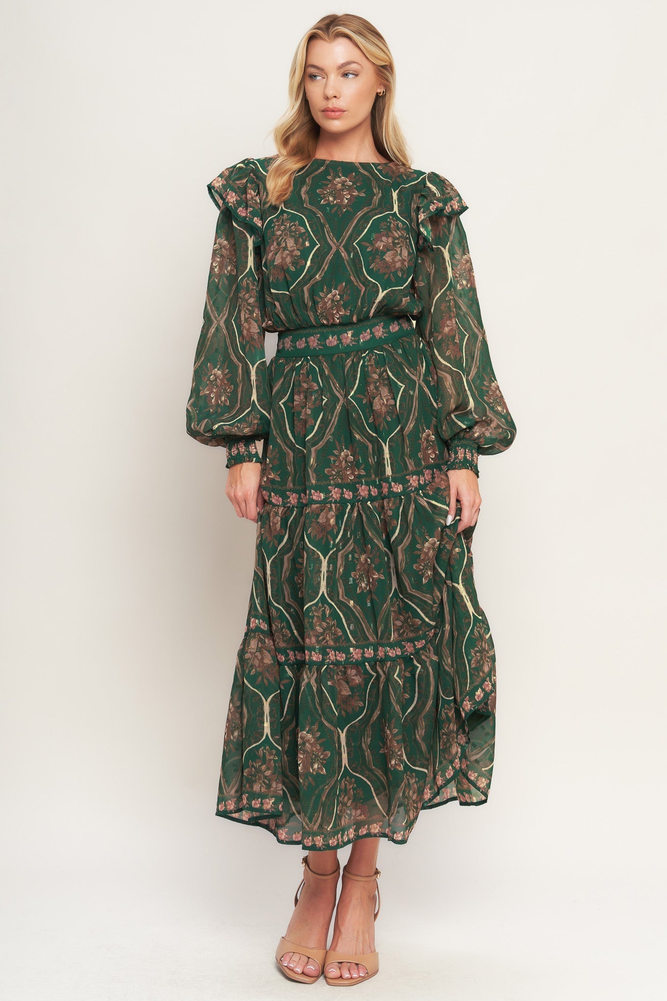 GARDEN LABYRINTH WOVEN MIDI DRESS Flying Tomato