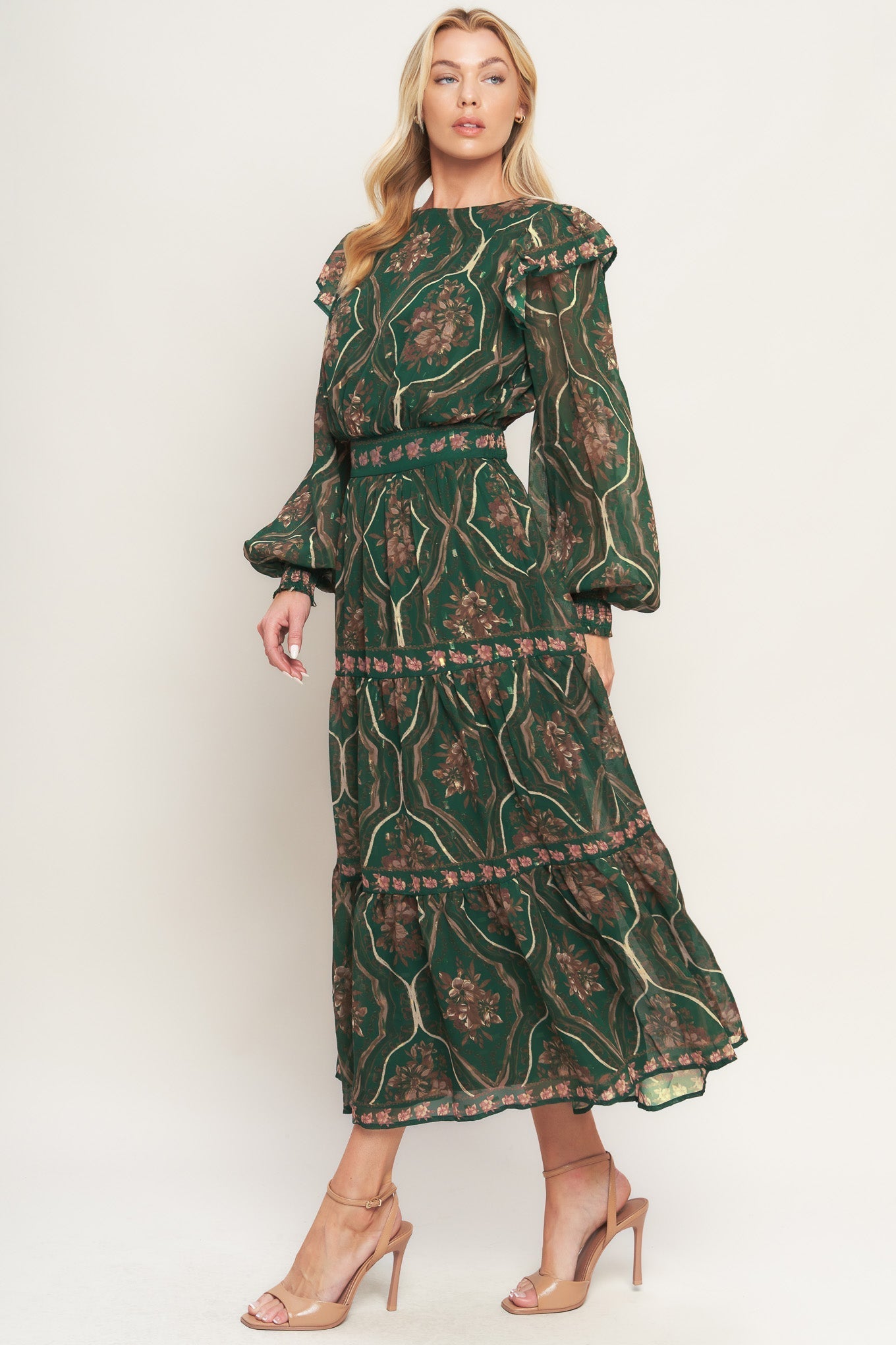 GARDEN LABYRINTH WOVEN MIDI DRESS Flying Tomato