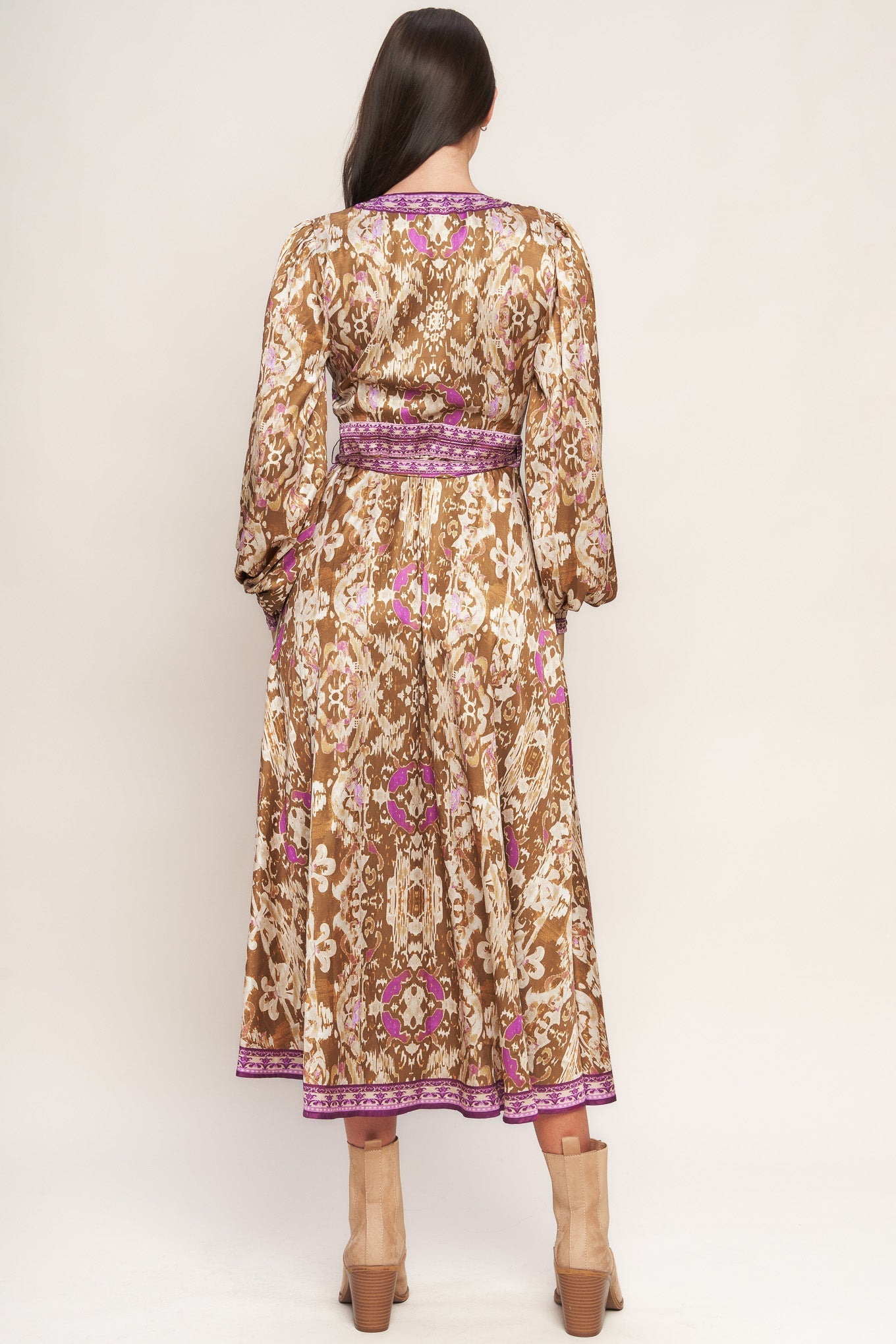 IKAT BLOOM WOVEN MIDI TRUE WRAP DRESS Flying Tomato