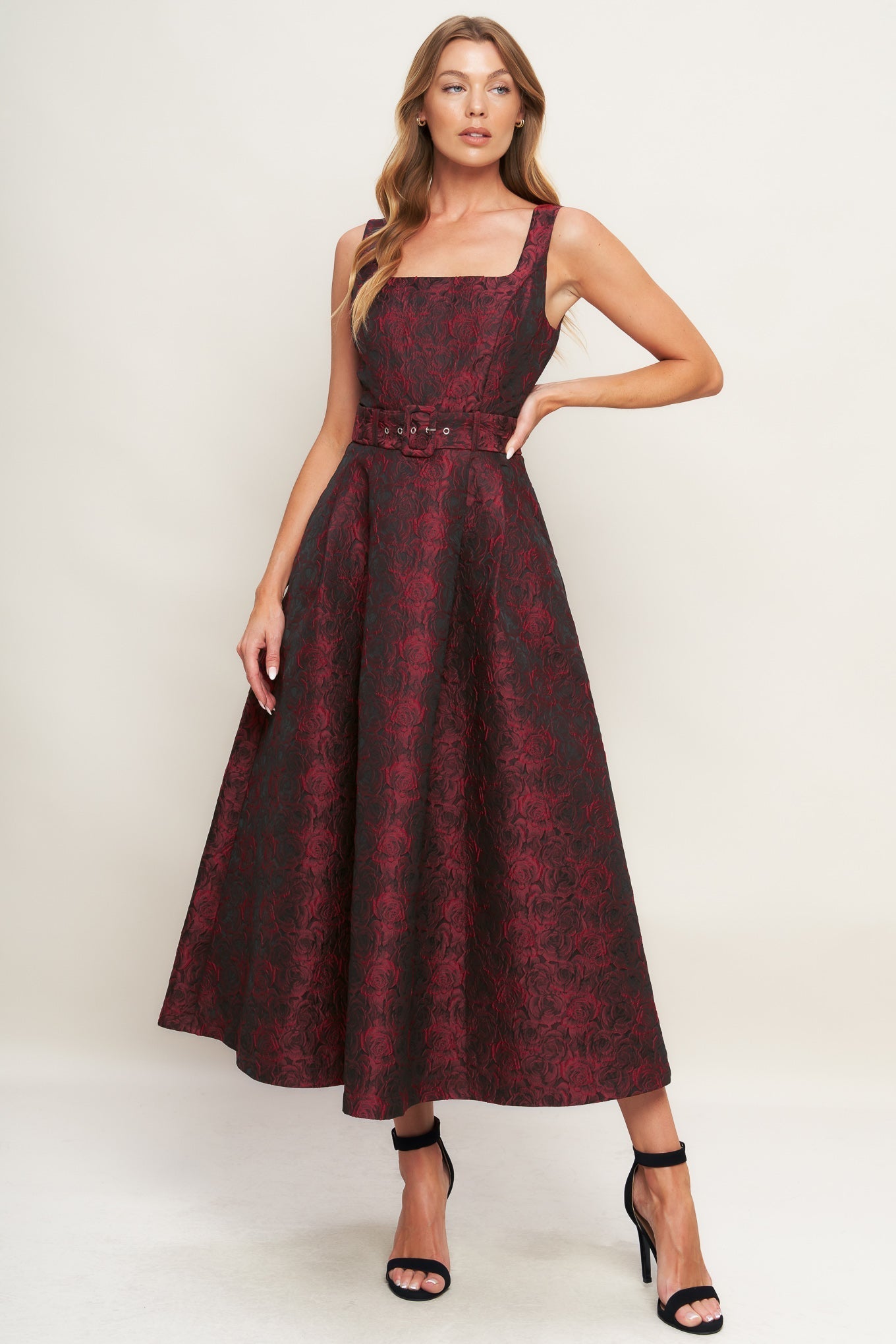 IMPERIAL ALLURE WOVEN JACQUARD MIDI DRESS Flying Tomato