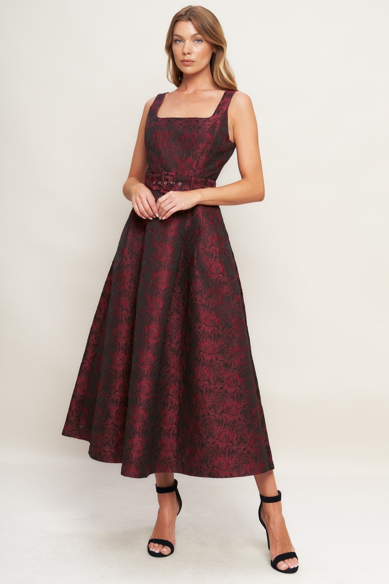 IMPERIAL ALLURE WOVEN JACQUARD MIDI DRESS Flying Tomato