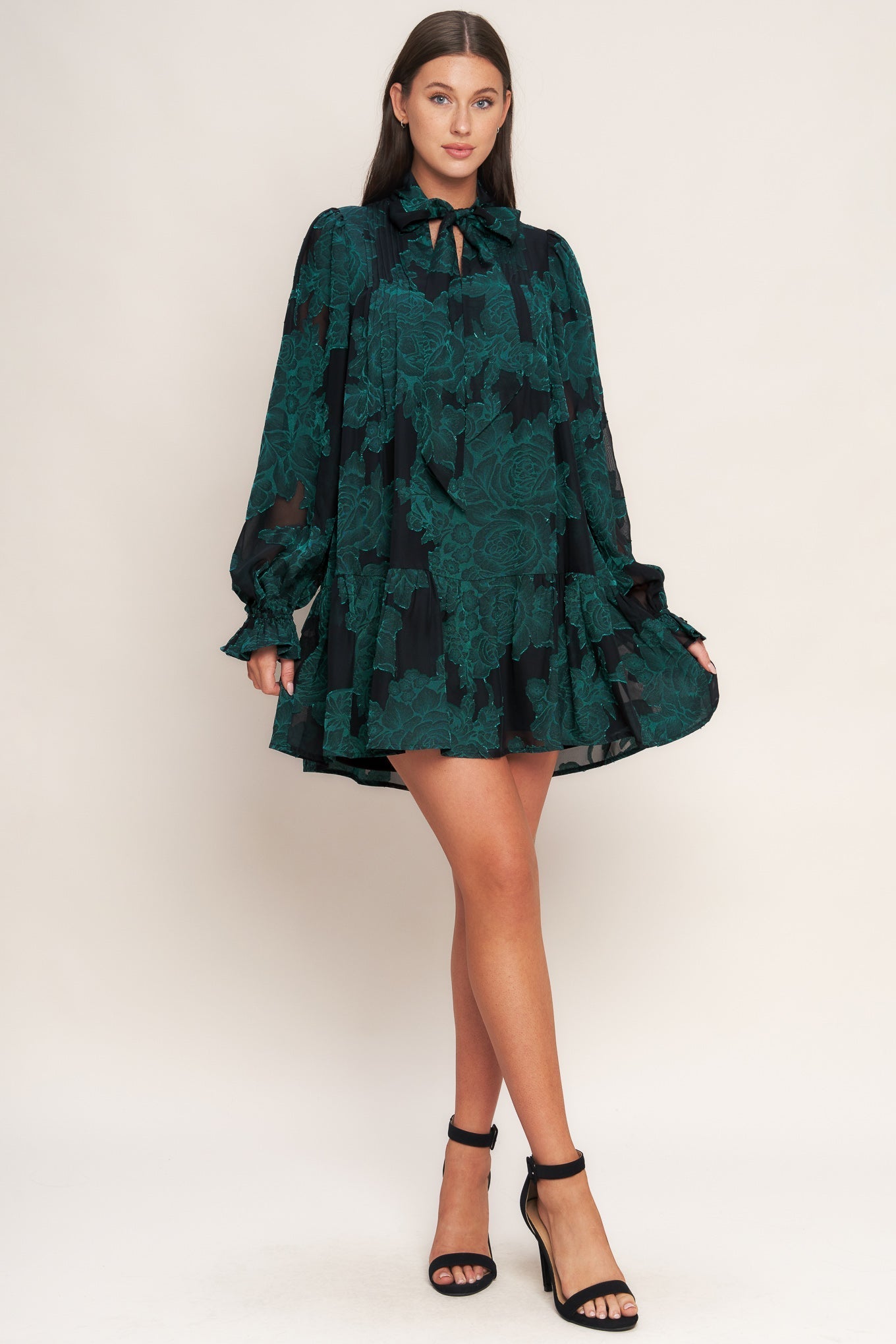 Poison Petal Burnout Woven Mini Dress With Front Tie Flying Tomato