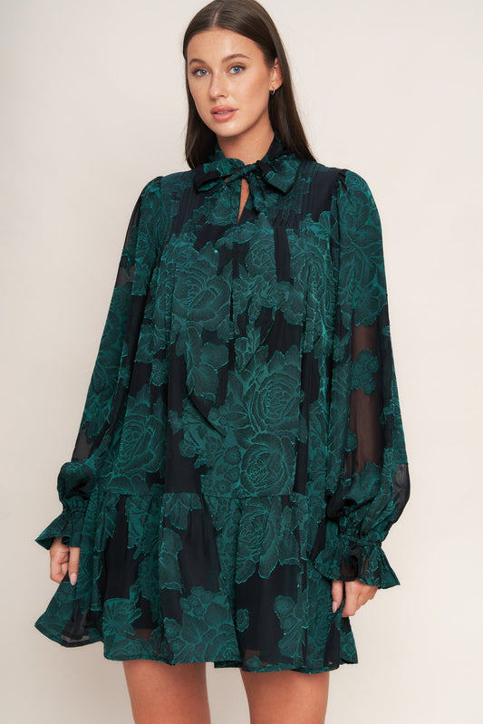 Poison Petal Burnout Woven Mini Dress With Front Tie Flying Tomato
