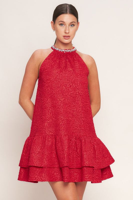 SPARKLE & SWIRL WOVEN MINI DRESS Flying Tomato