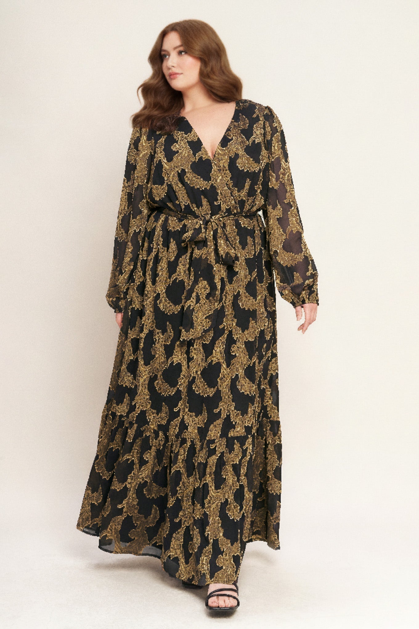 MIDNIGHT MOSS WOVEN JACQUARD MAXI DRESS Flying Tomato