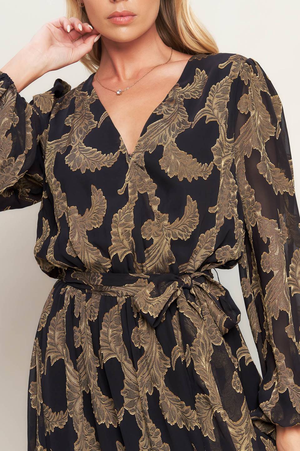 MIDNIGHT MOSS WOVEN JACQUARD MAXI DRESS Flying Tomato