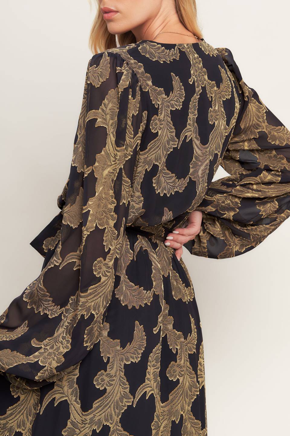 MIDNIGHT MOSS WOVEN JACQUARD MAXI DRESS Flying Tomato