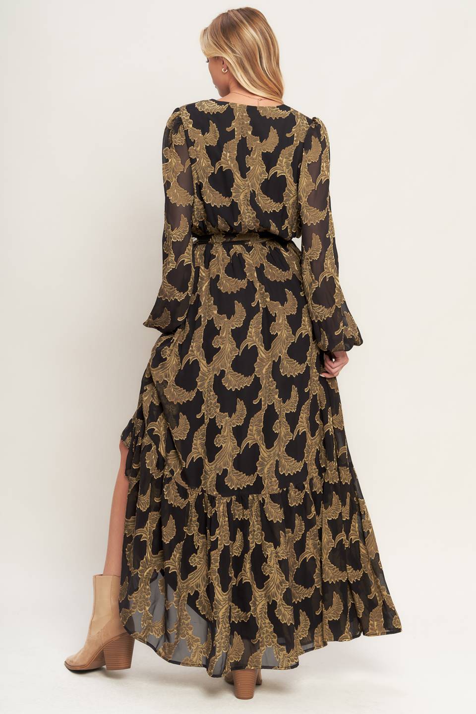 MIDNIGHT MOSS WOVEN JACQUARD MAXI DRESS Flying Tomato