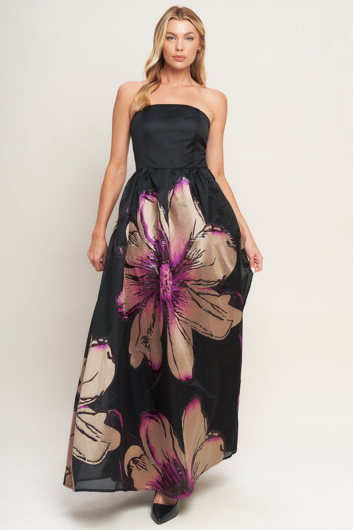 GILDED FLOWER WOVEN MAXI DRESS Flying Tomato