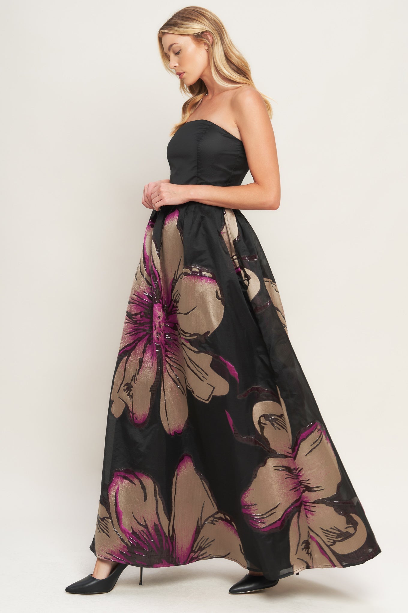 GILDED FLOWER WOVEN MAXI DRESS Flying Tomato