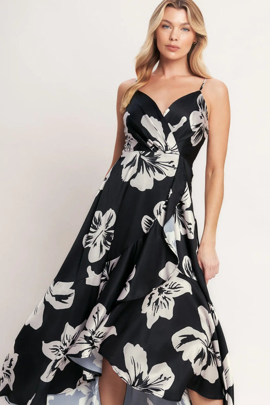 Eternal Flora Printed Woven Maxi Dress With Surplice Cami Flying Tomato