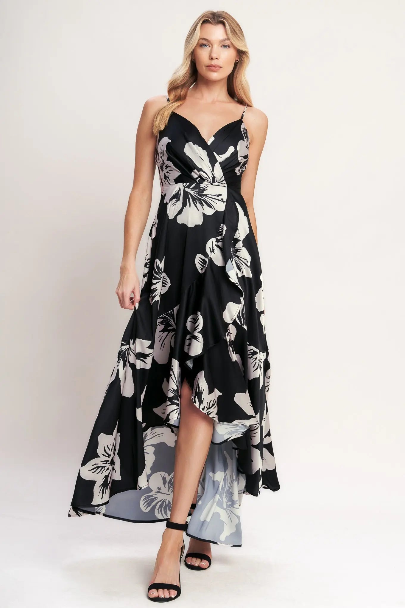 Eternal Flora Printed Woven Maxi Dress With Surplice Cami Flying Tomato