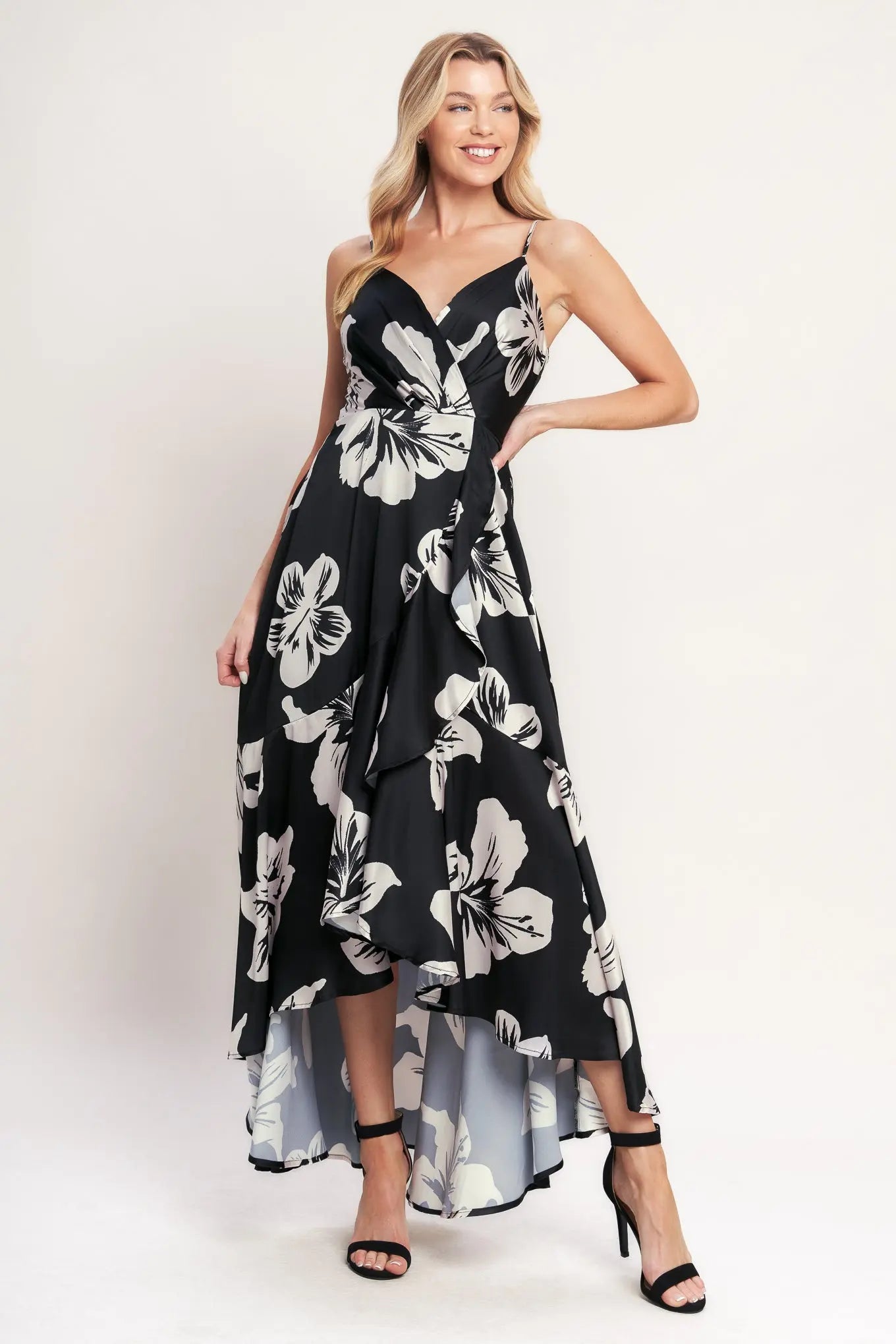 Eternal Flora Printed Woven Maxi Dress With Surplice Cami Flying Tomato