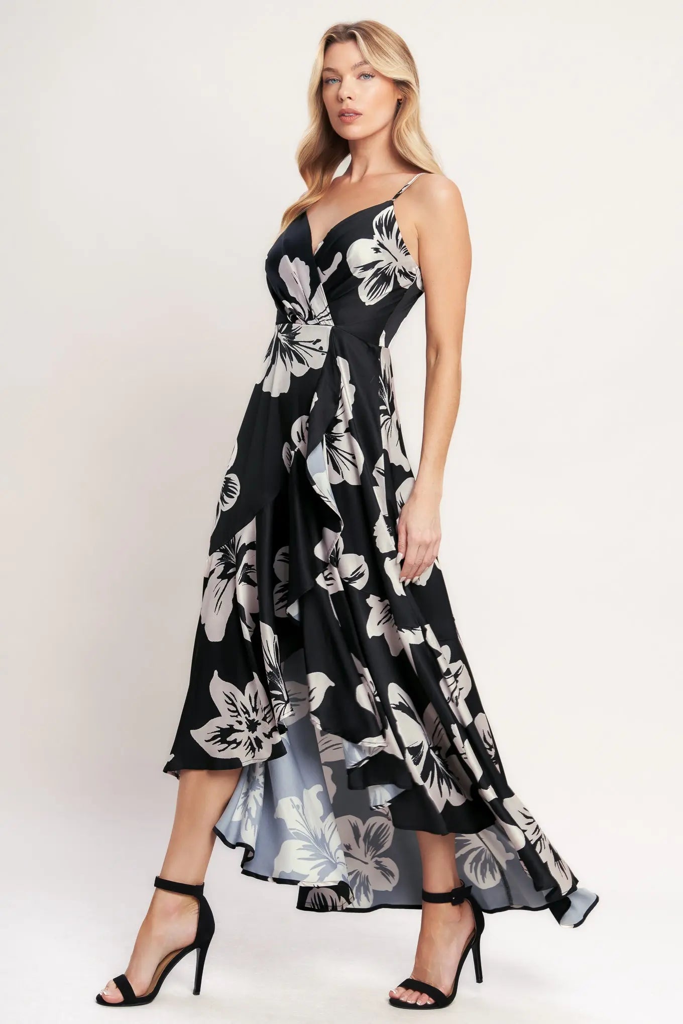Eternal Flora Printed Woven Maxi Dress With Surplice Cami Flying Tomato