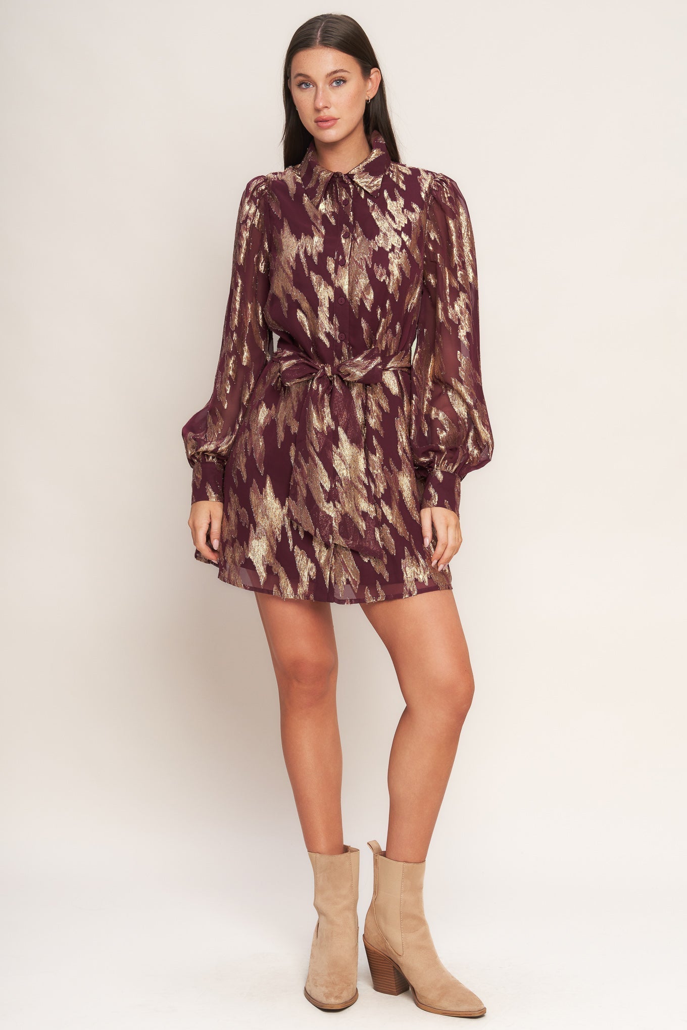 METALLIC MUSE WOVEN MINI DRESS Flying Tomato
