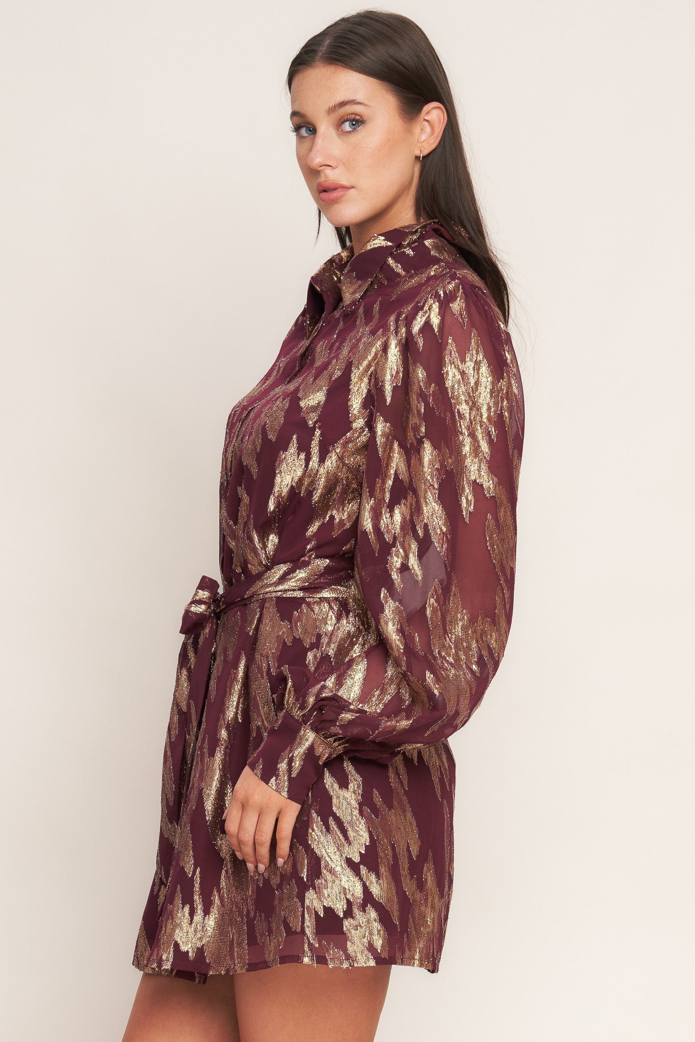 METALLIC MUSE WOVEN MINI DRESS Flying Tomato