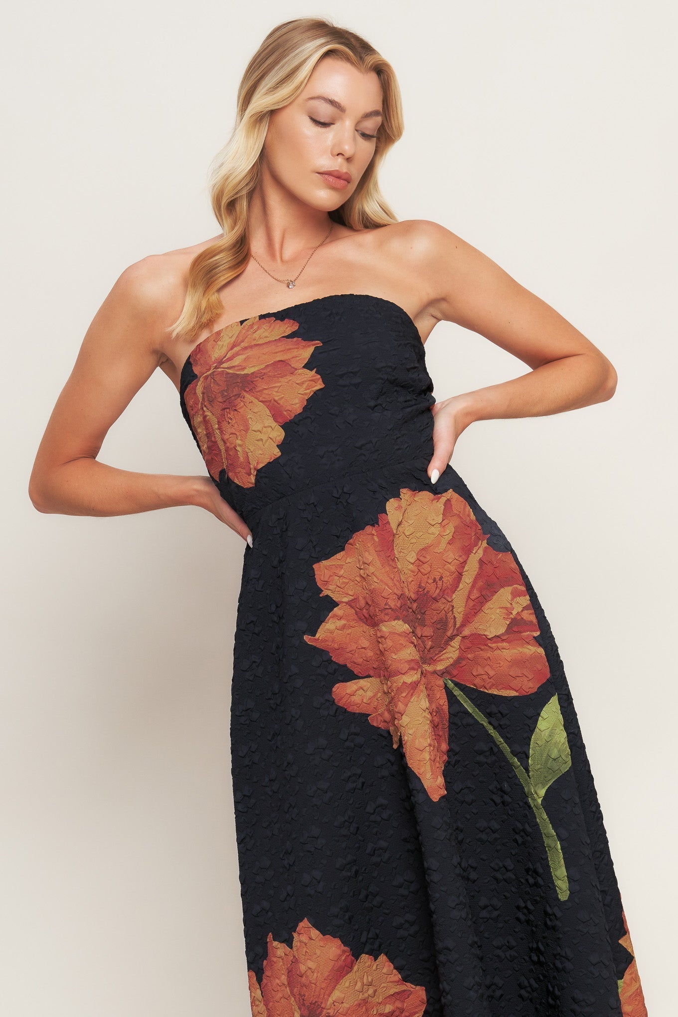 ART NOUVEAU BLOOM WOVEN MIDI DRESS Flying Tomato