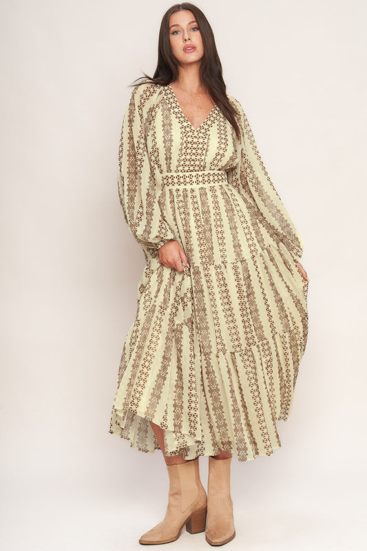 Tribal Whisper Woven Midi Dress With Metallic Thread Flying Tomato