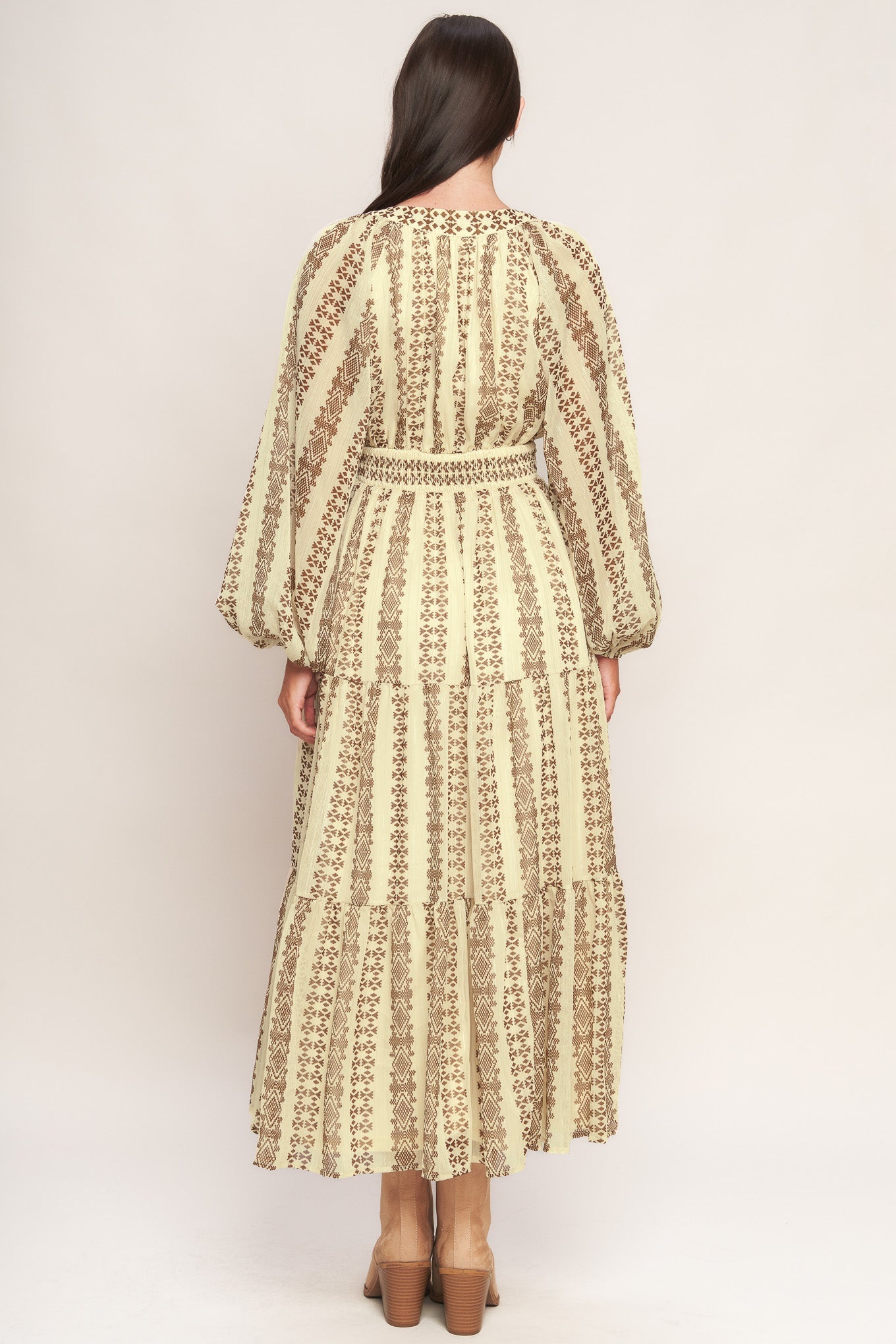 Tribal Whisper Woven Midi Dress With Metallic Thread Flying Tomato