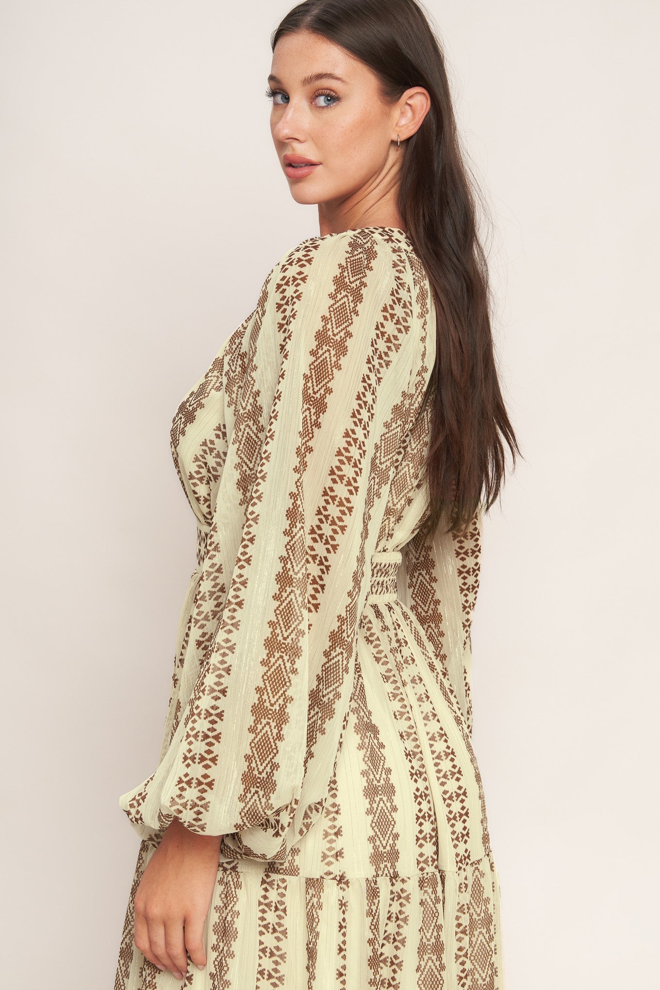 Tribal Whisper Woven Midi Dress With Metallic Thread Flying Tomato