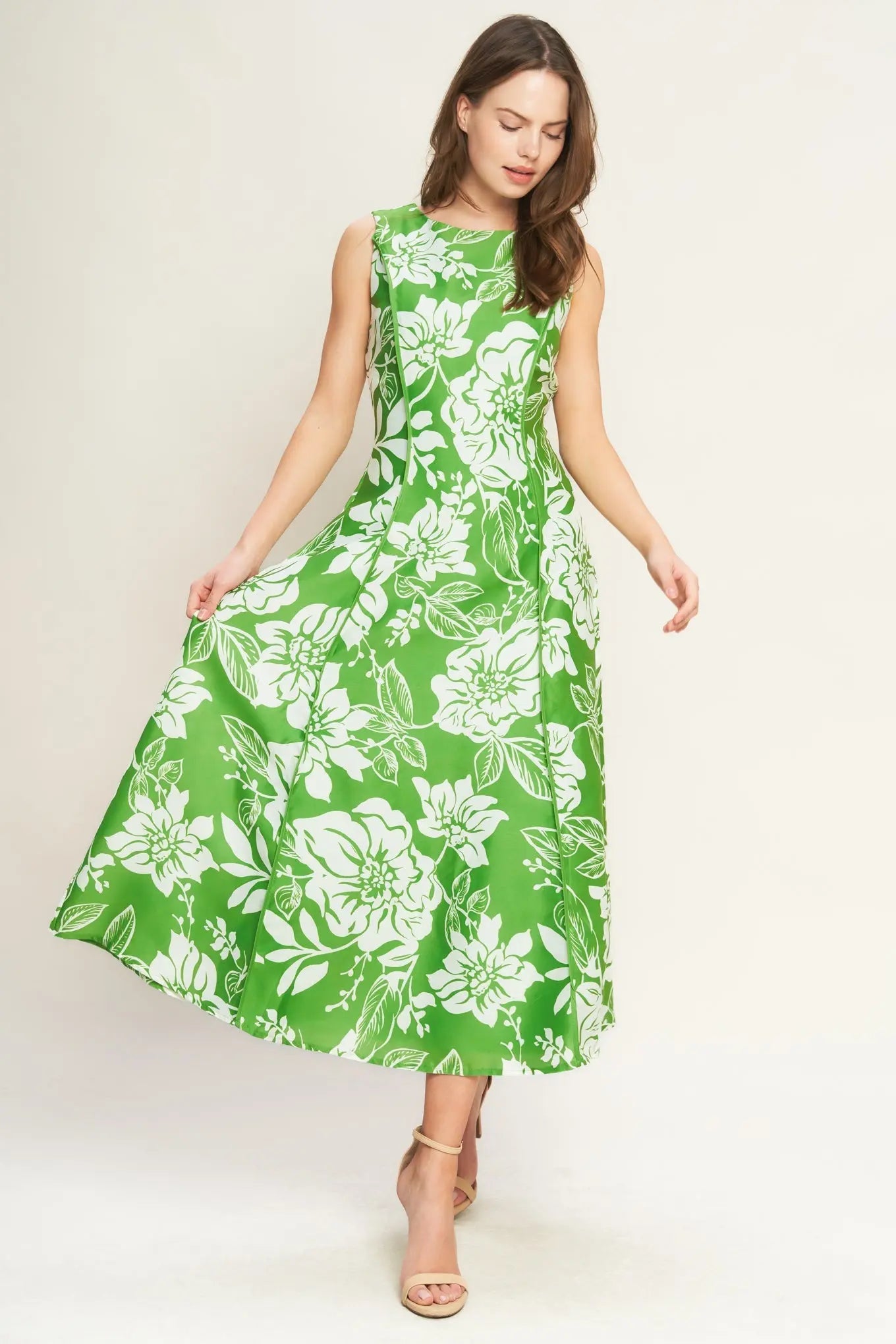 Garden Goddess Printed Woven Midi Dress With Circle Skirt Flying Tomato