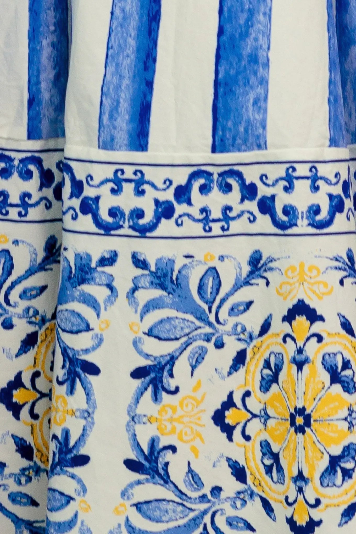 Blue Horizon Beauty Striped Woven Midi Dress With Shoulder Tie Straps Flying Tomato