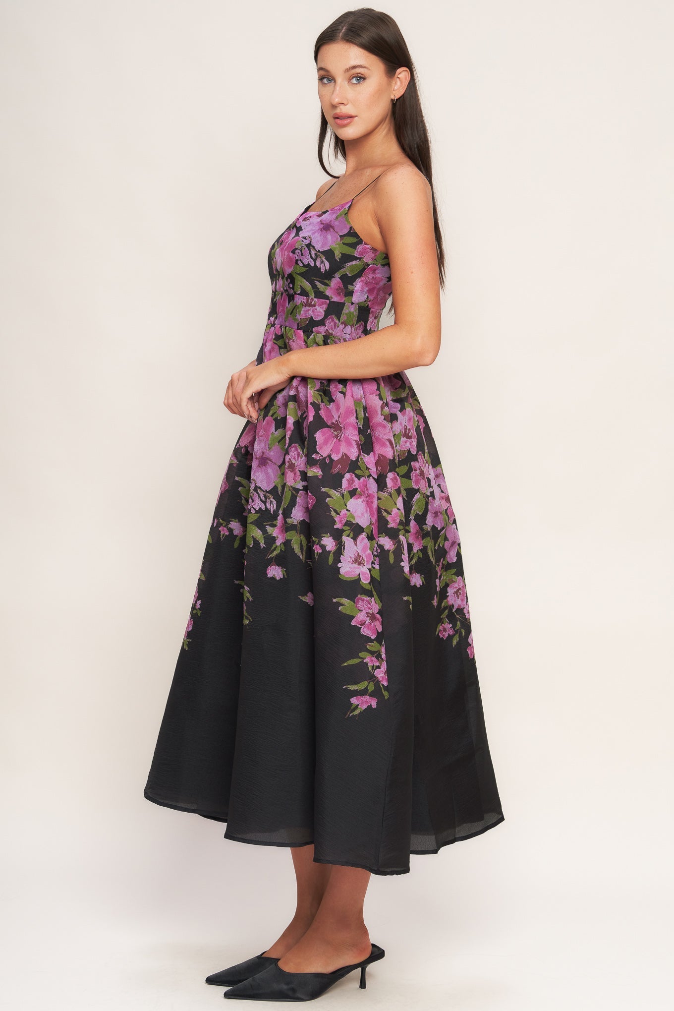 Nightfall Blossom Printed Woven Midi Dress With Cami Top Flying Tomato
