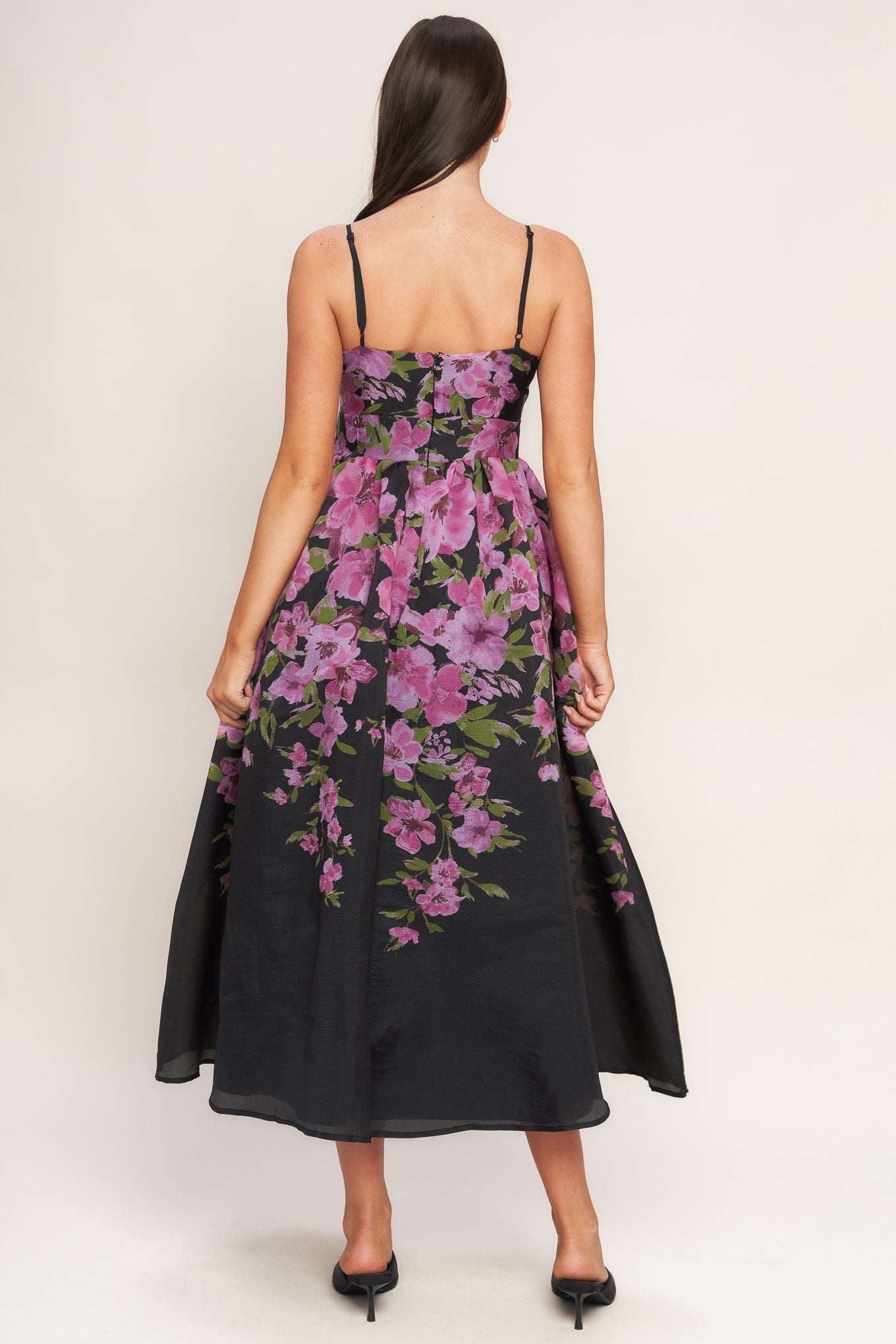 Nightfall Blossom Printed Woven Midi Dress With Cami Top Flying Tomato