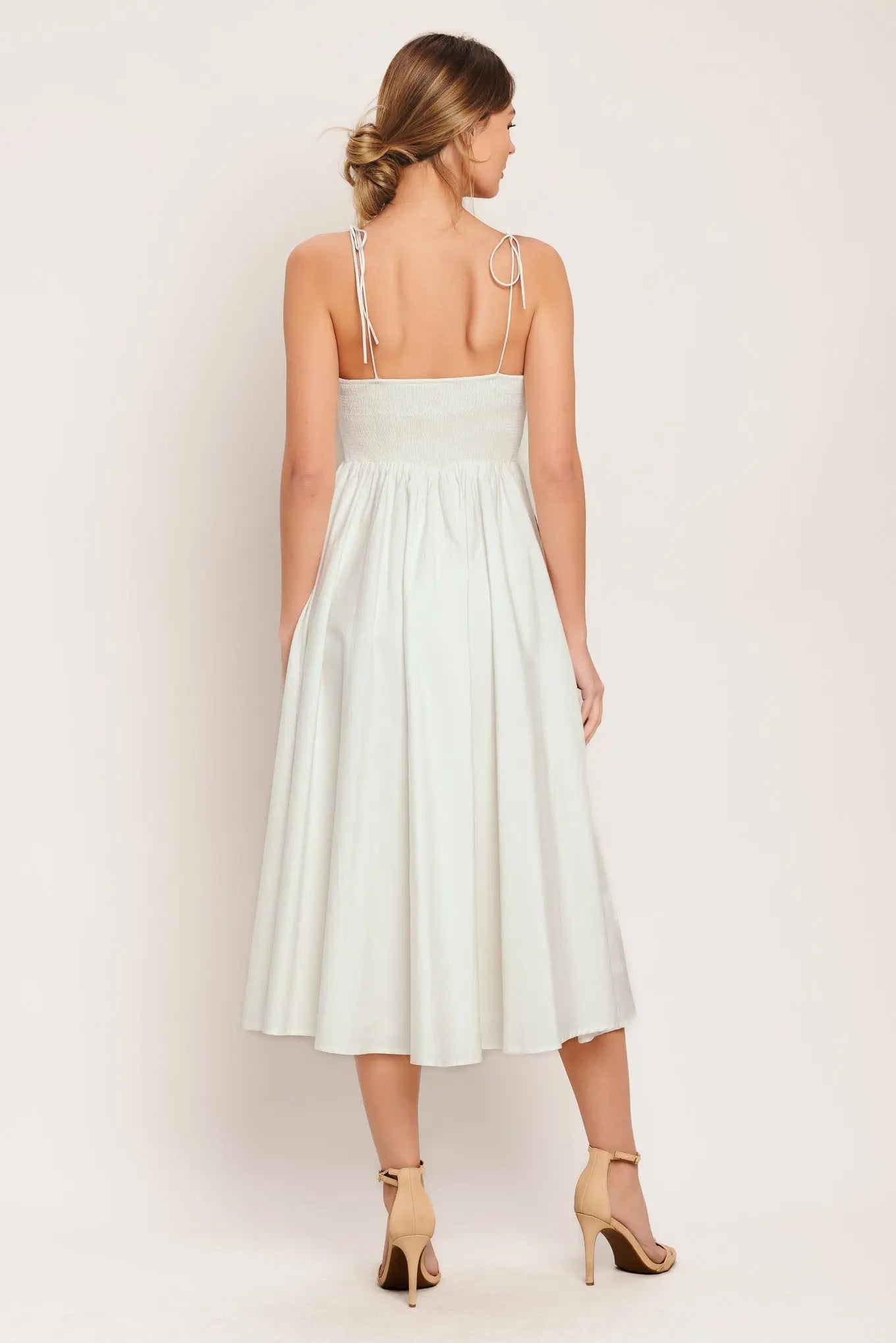 Poetic Bloom Floral Print Woven Midi Dress With Cami Straps Flying Tomato