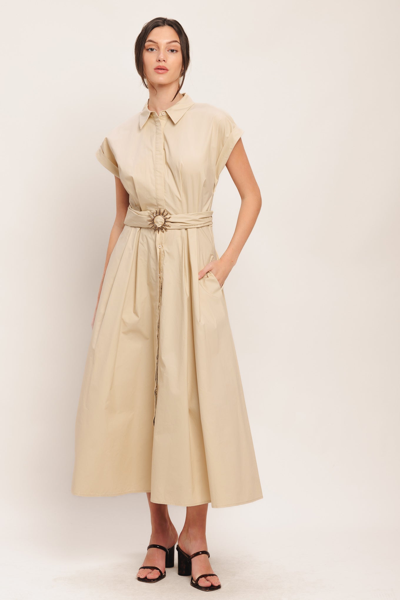 BARE ELEGANCE WOVEN MIDI DRESS Flying Tomato