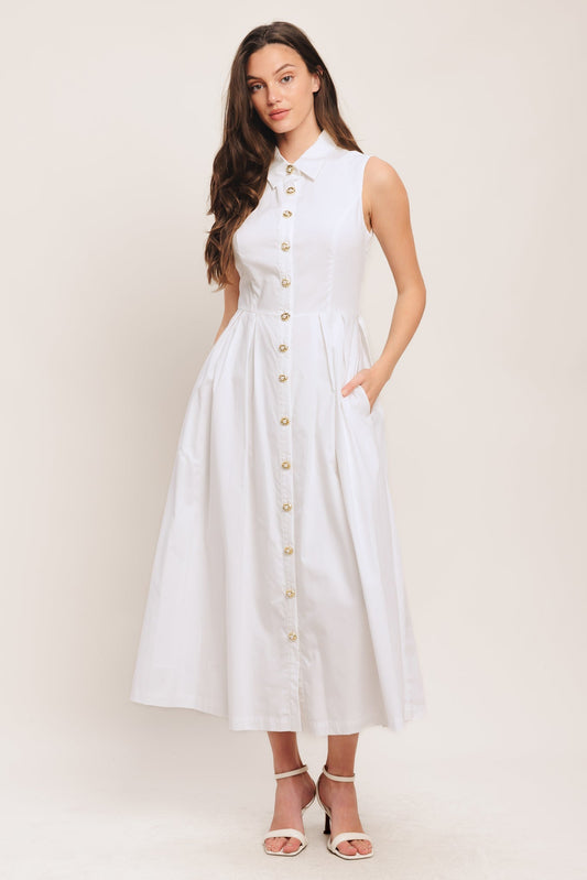 HEART OF WHITE WOVEN MIDI DRESS Flying Tomato