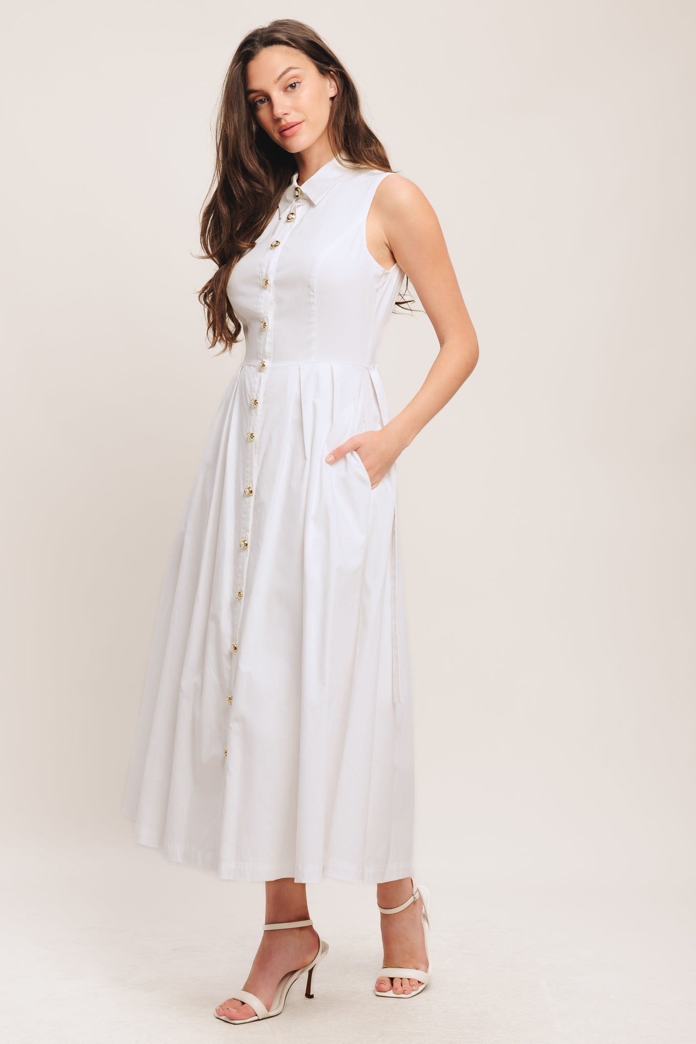 HEART OF WHITE WOVEN MIDI DRESS Flying Tomato