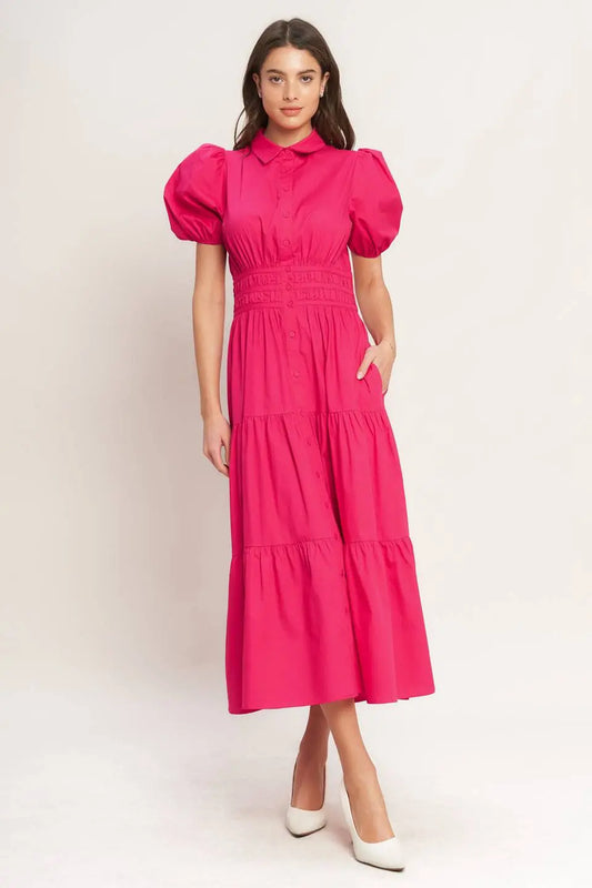SUGAR CLOUD WOVEN MIDI DRESS Flying Tomato
