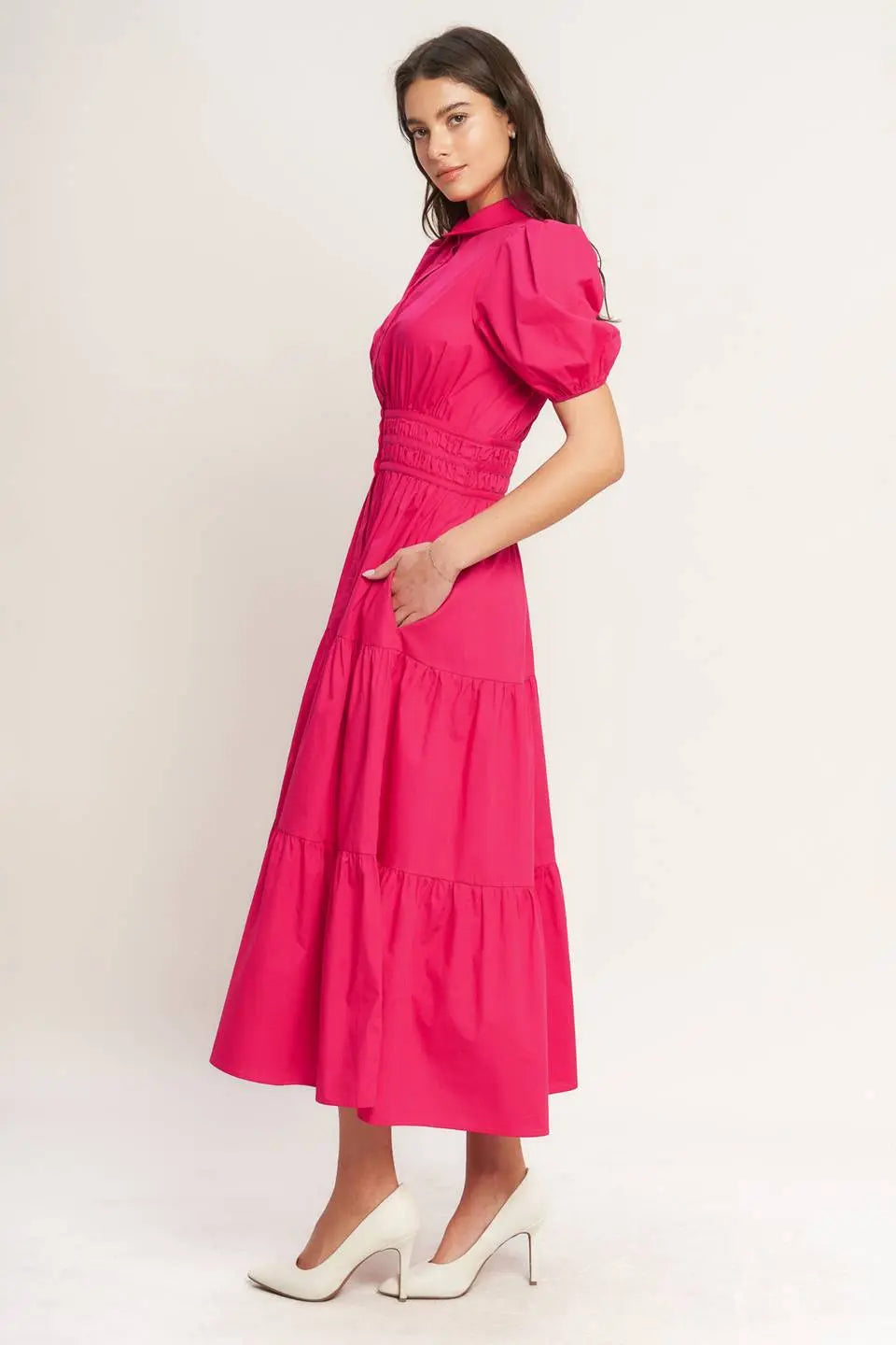 SUGAR CLOUD WOVEN MIDI DRESS Flying Tomato