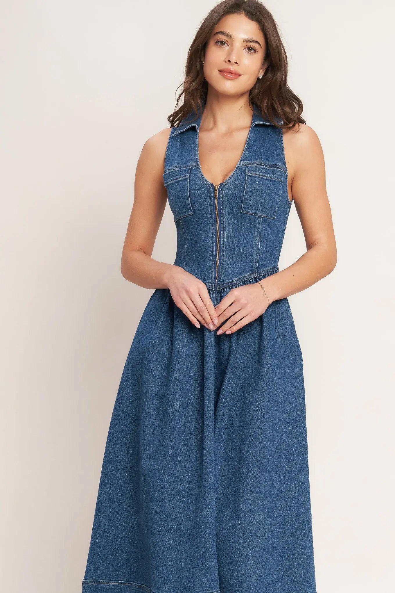 INDIGO FLOW DENIM MIDI DRESS Flying Tomato