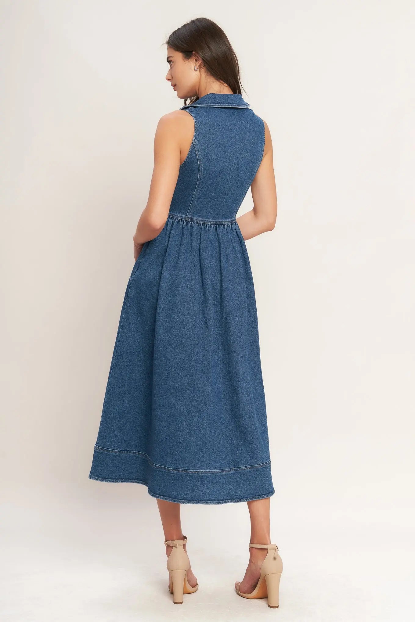 INDIGO FLOW DENIM MIDI DRESS Flying Tomato