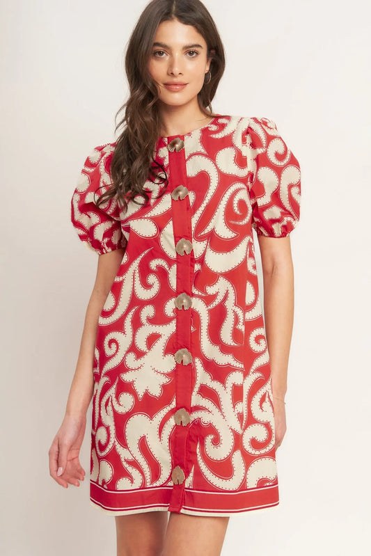STRAIGHT & STRONG WOVEN MINI DRESS Flying Tomato