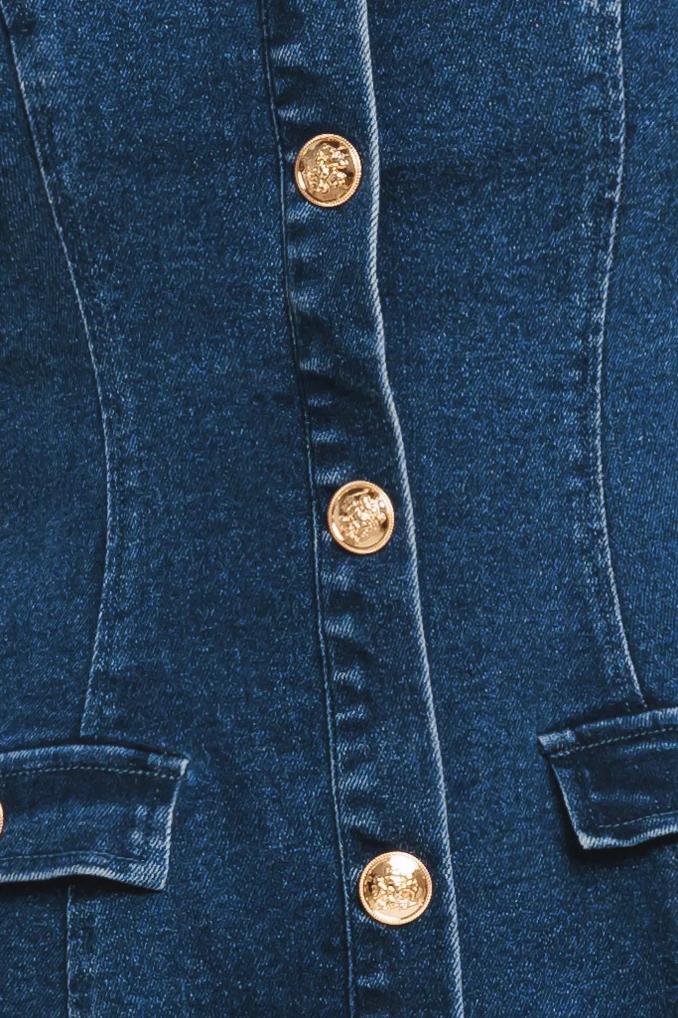 Urban Polish Denim Mini Dress With Square Neckline And Button Front Flying Tomato