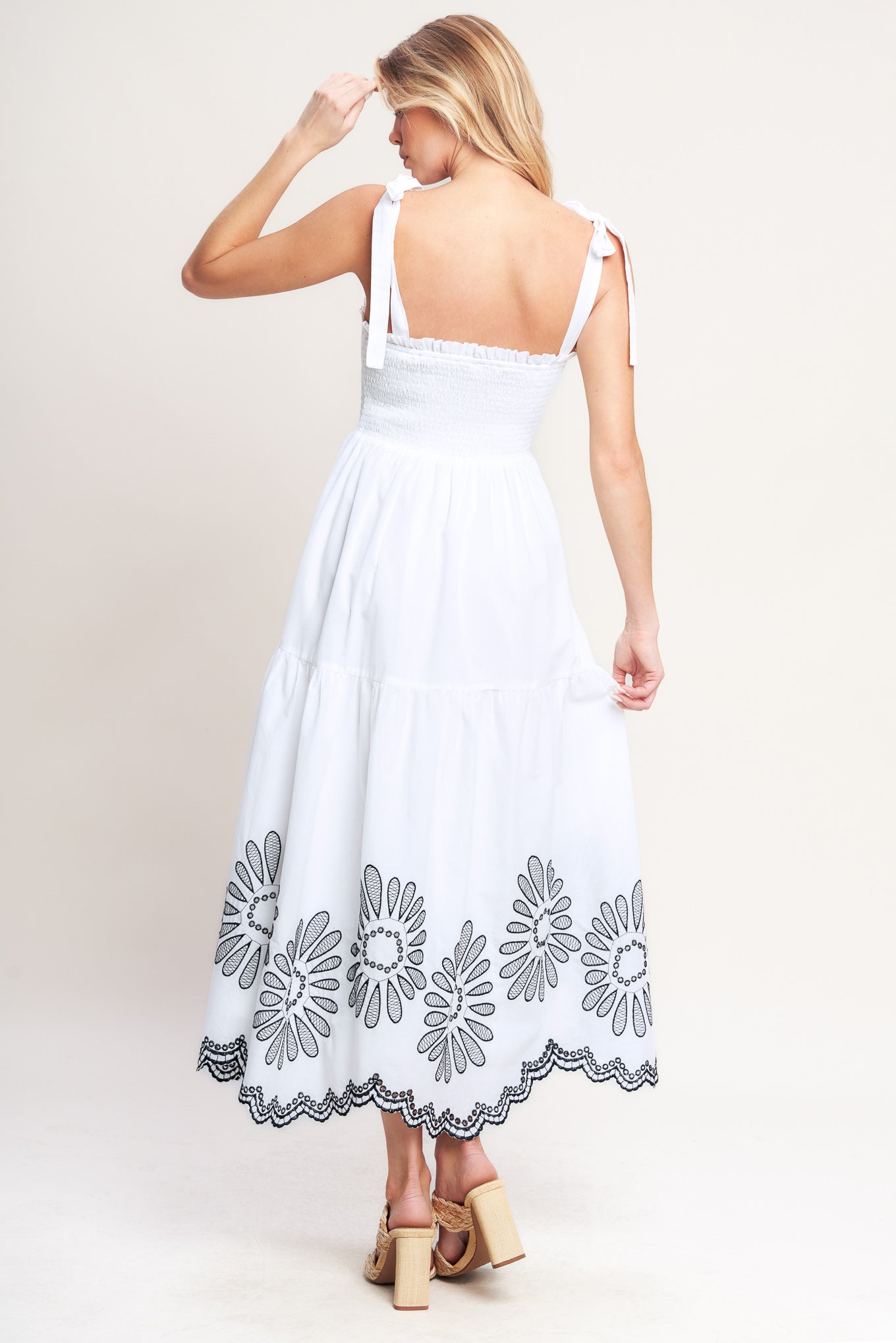 WHISPERS OF SUMMER WOVEN MIDI DRESS