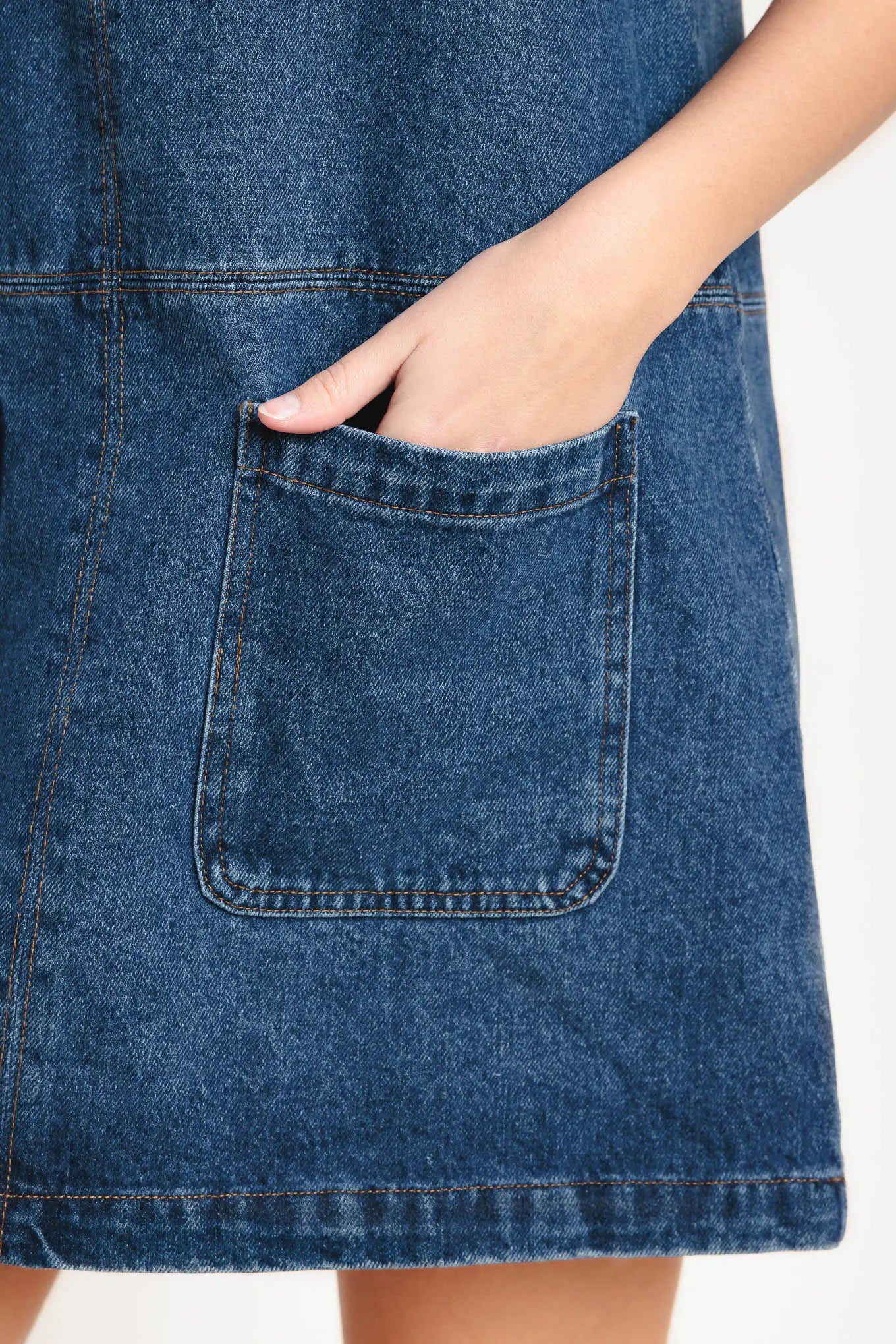 Laidback Chic Denim Shift Dress With Pockets Back Zipper Closure Flying Tomato