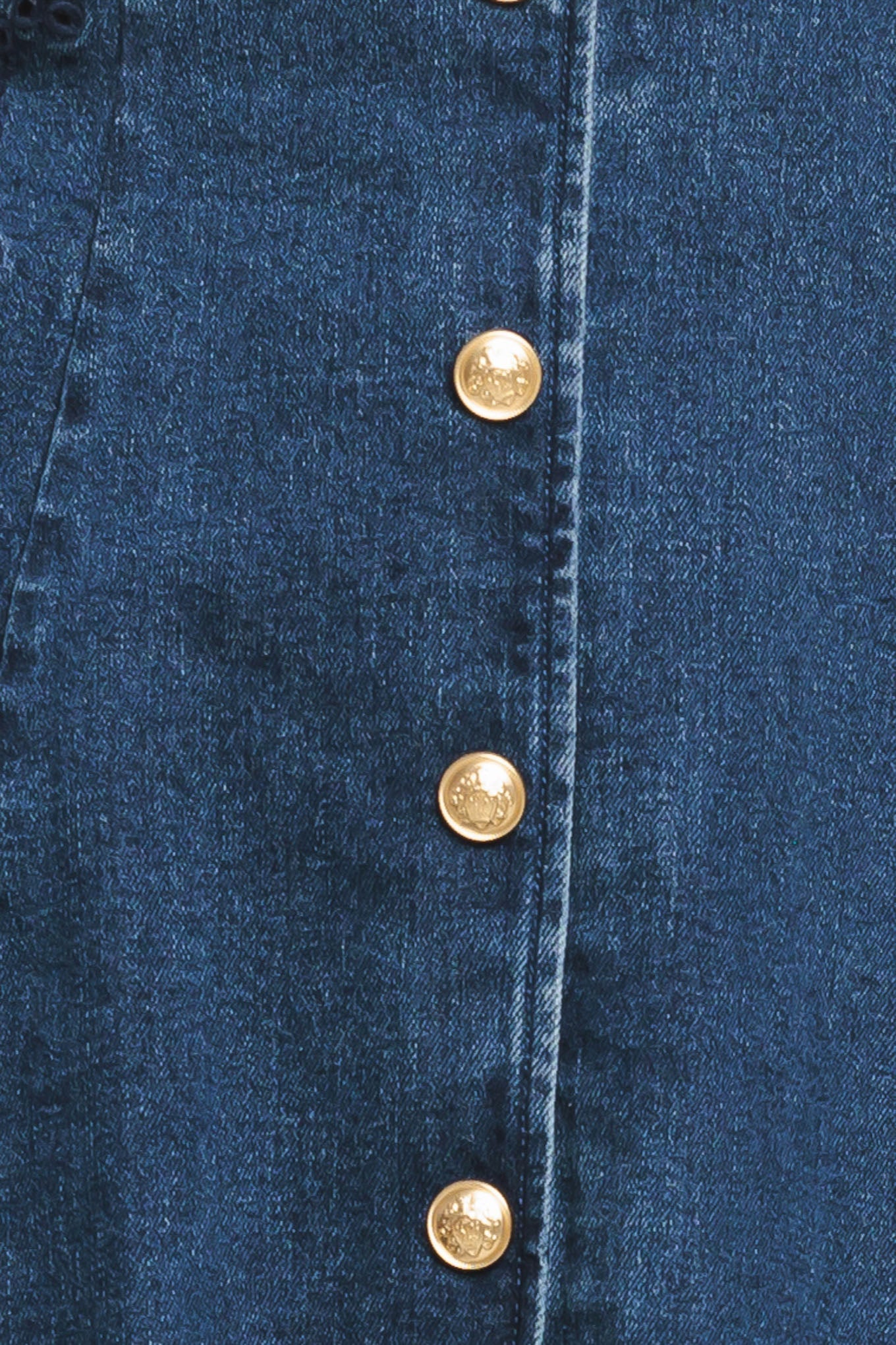 Indigo Flare Denim Mini Dress With Button Down Front V Neck Flying Tomato