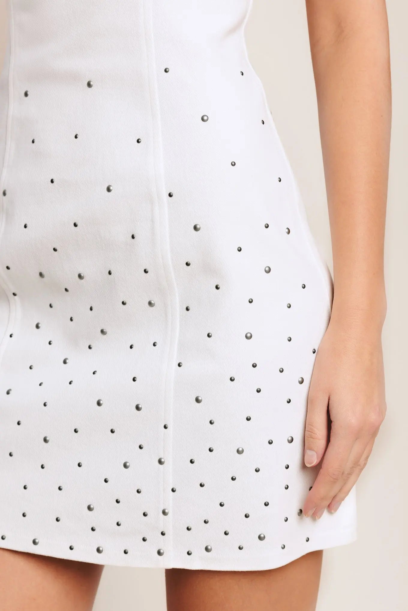 City To Coast Strapless Stud Embellished Woven Mini Dress Flying Tomato