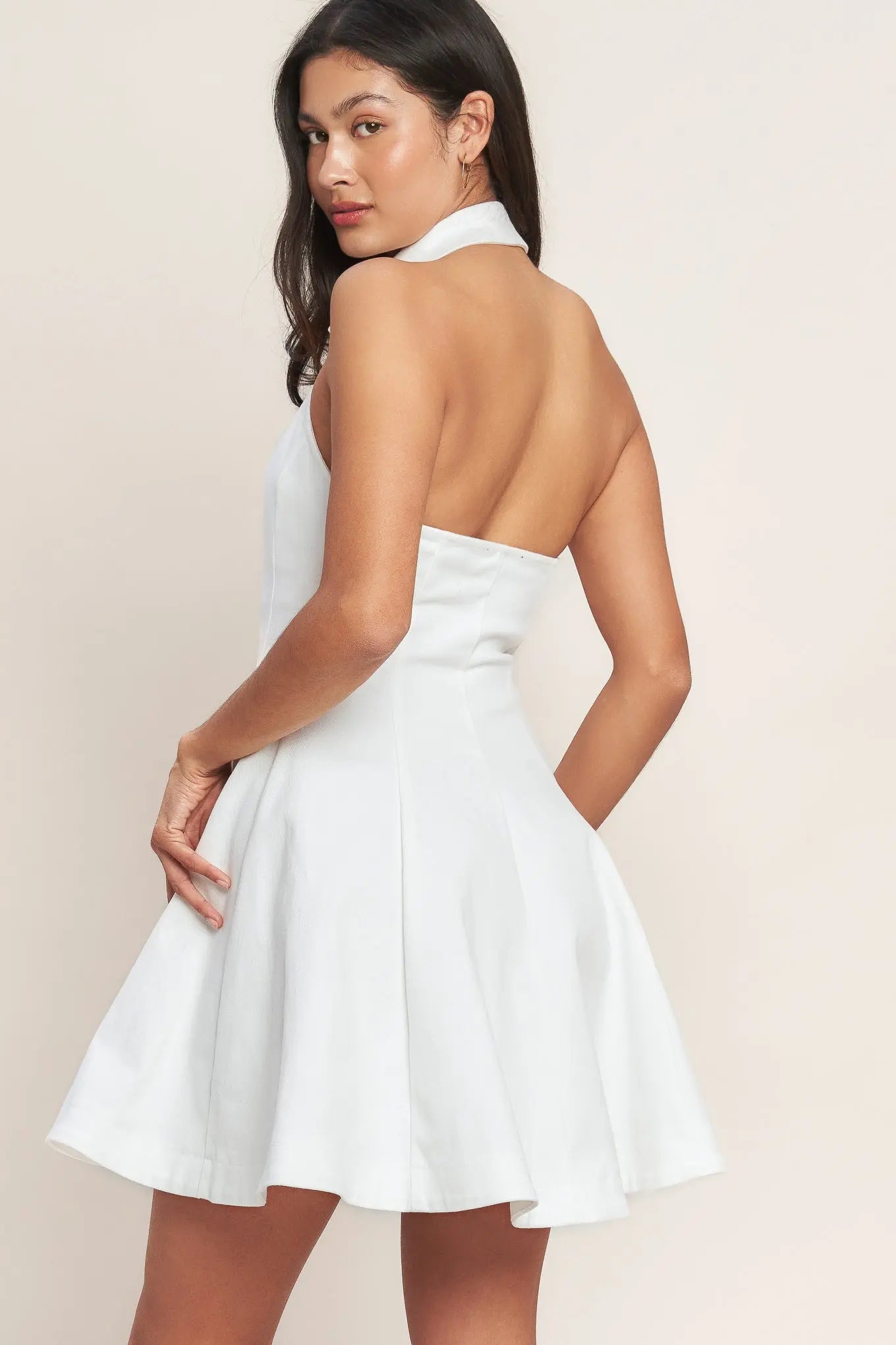 Always Adorable White Sleeveless Collared Mini Dress With Gold Button Front Flying Tomato