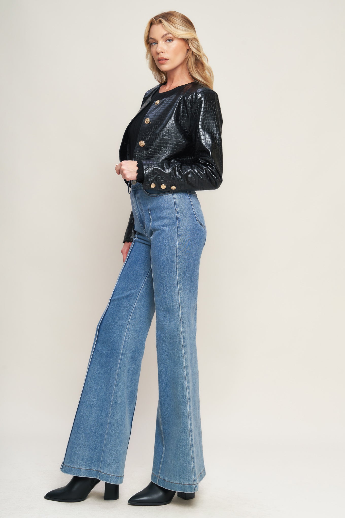 AT THE START FAUX LEATHER BOLERO JACKET Flying Tomato